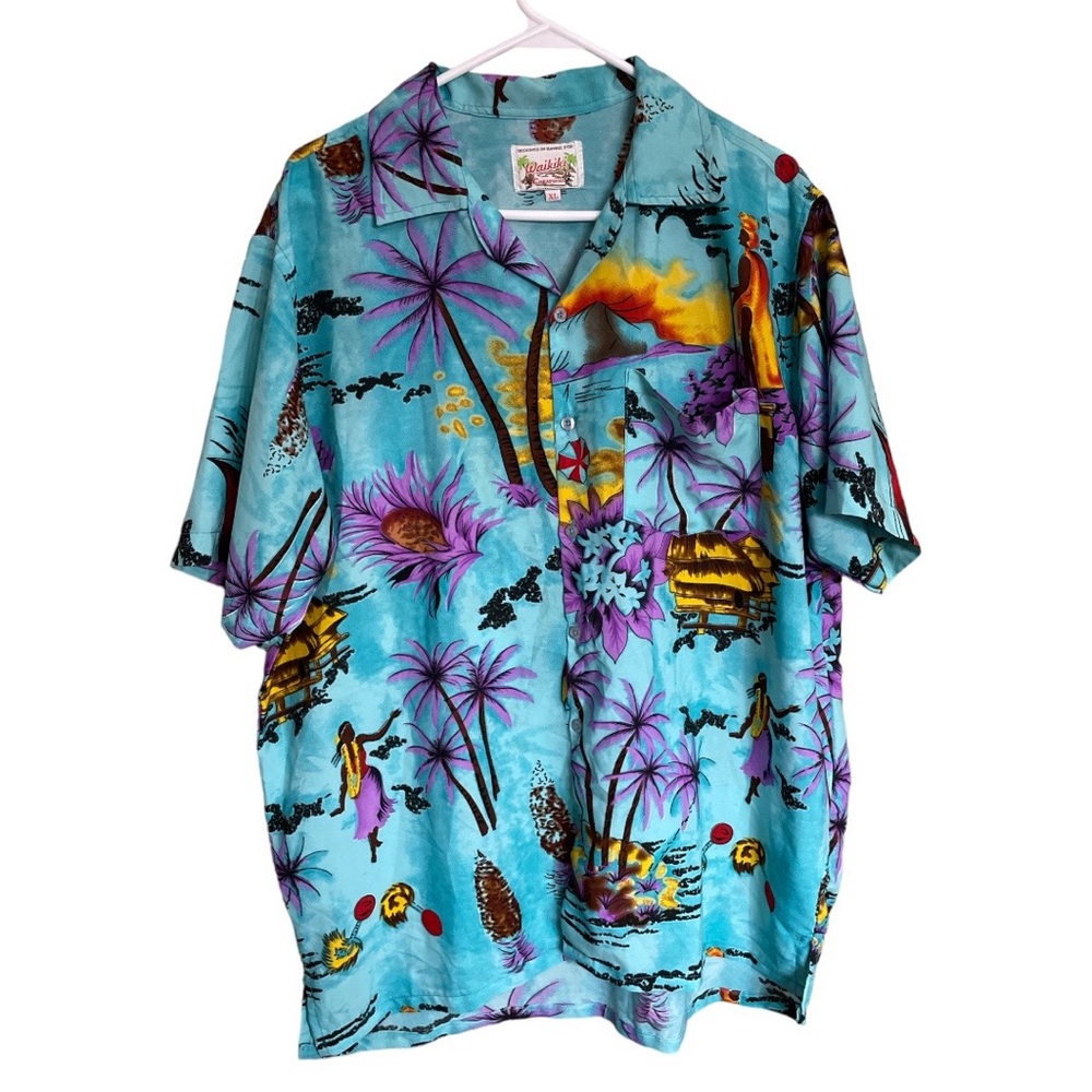 Men’s Hawaiian Shirt Waikiki Creations Button Up Short Size XL
